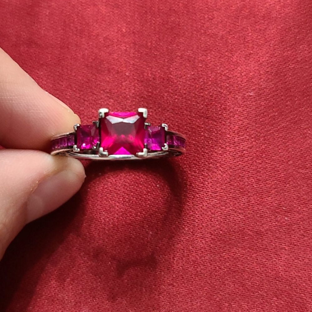 Lab grown rubies set in sterling.